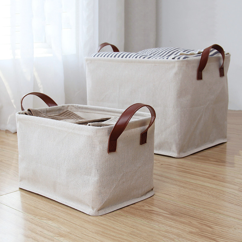 Linum Home Textiles - シンプルなスタイルの純色ホーム収納バスケット日本製コットンリネンワードローブオーガナイザーボックス大容量衣類オーガナイザーバスケット