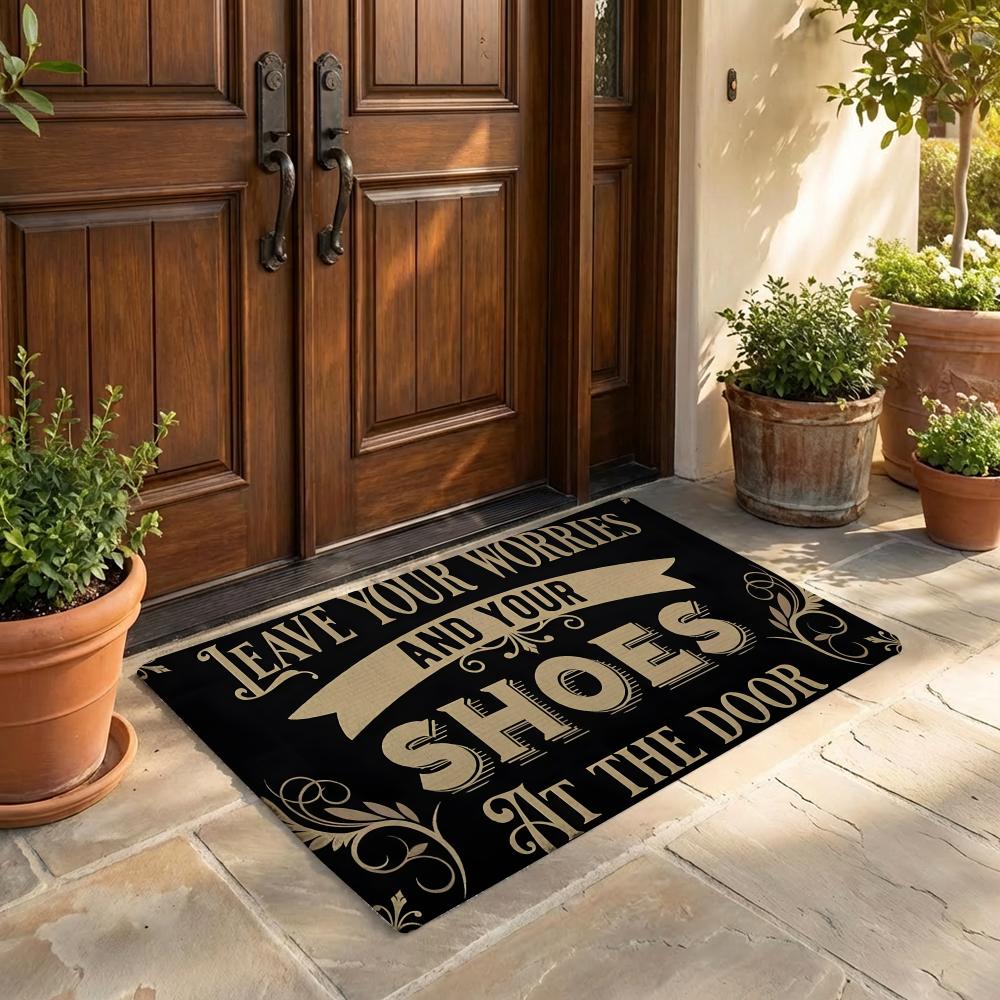 Your Home Textiles - 面白いウェルカムマット 靴を脱ぐと足がすっきりします フロアマット フランネルドアマット 滑り止め加工 寝室