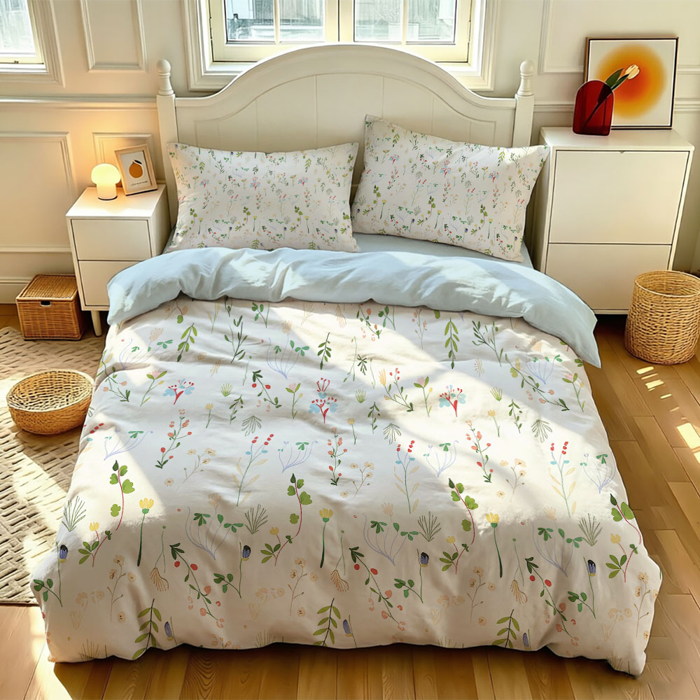 Home Textiles Bedding - 3点セット ミニマリストスタイル、美しい花柄プリントダウン布団カバーセット、マルチサイズ寝室寝具装飾、洗濯機で洗えます