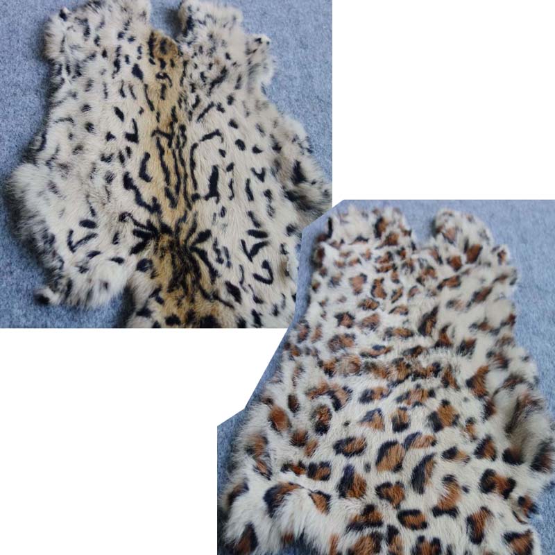 Home Textiles Sale - 1pc自然本物のウサギの毛皮ヒョウ柄販売全体ピースふわふわウサギの革毛皮diy家の装飾衣類付属品
