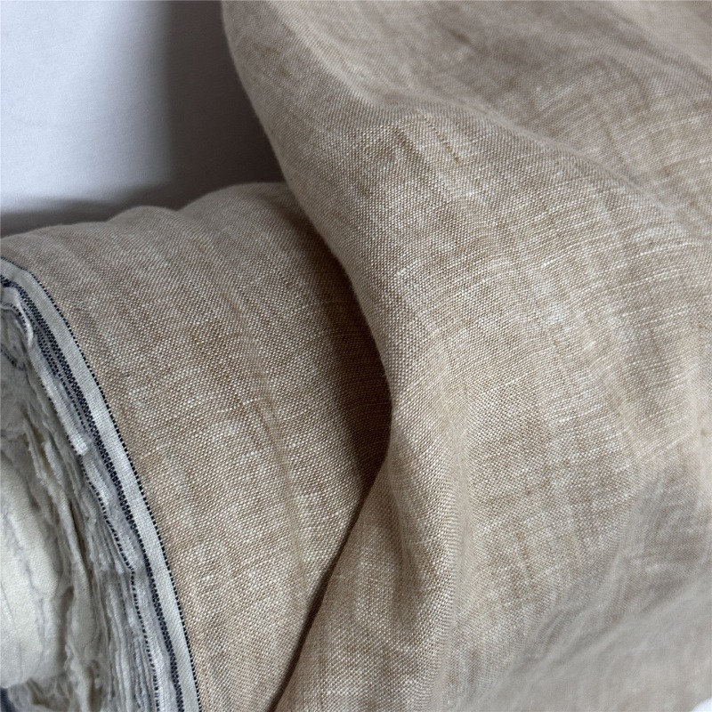 Linum Home Textiles - ライトブラウンの純粋なリネン生地中国風抗菌天然ローブアパレルヴィンテージデザイナー手作りDIYホームクラフト素材