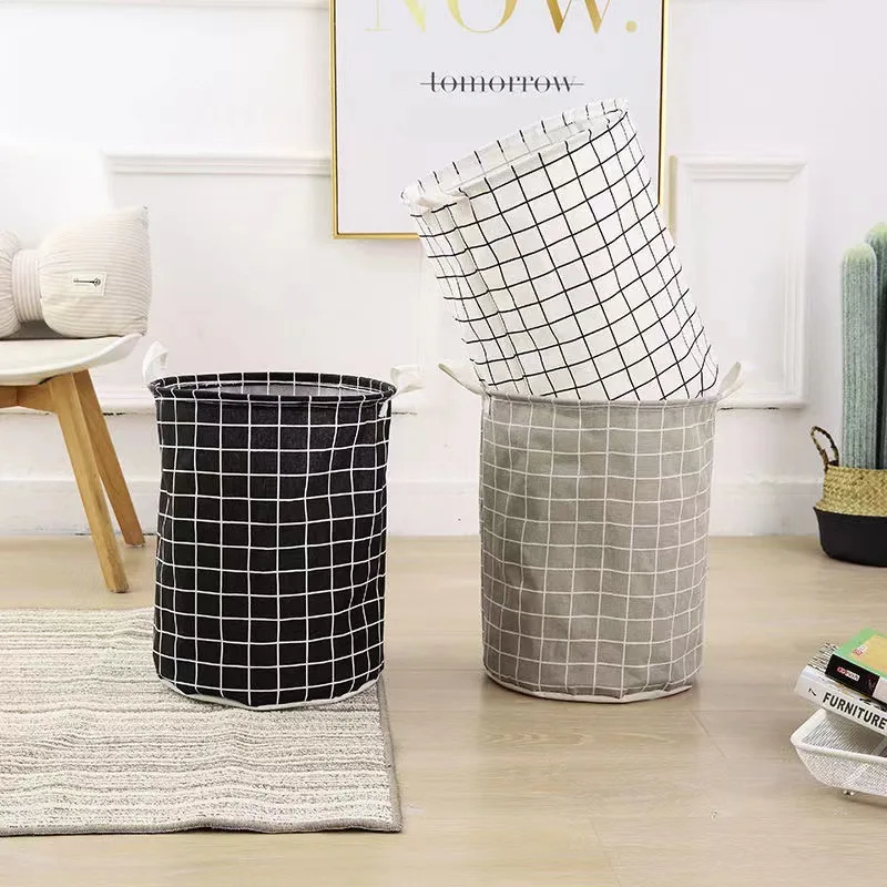 Linum Home Textiles - 大容量折りたたみ式ランドリーバスケット 家庭用衣類おもちゃ収納バスケット ランドリーバスケット コットンリネン防水オーガナイザーバケット