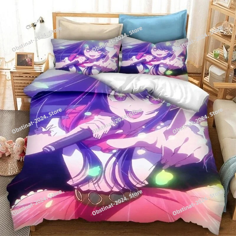Home Textiles Bedding - アニメ「OSHI NO KO」3Dプリント寝具セット、布団カバー、枕カバー、3点セット掛け布団寝具セット、ベッドリネン、ホームテキスタイル