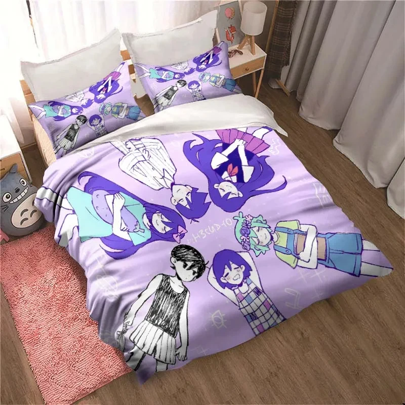 Home Textiles Bedding - ファッション3Dプリントアニメオモリ寝具セットオールシーズン2/3点セットダブル羽毛布団カバーセットツインキングサイズ寝具ホームテキスタイル