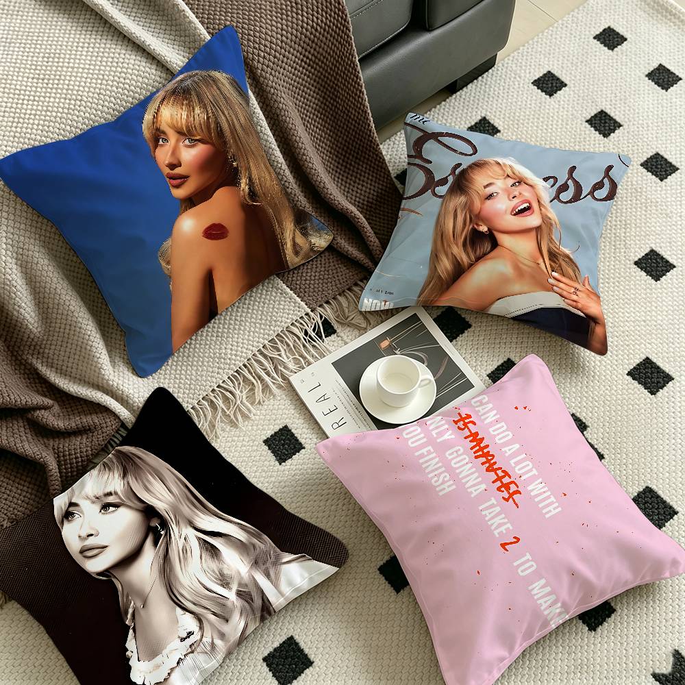 Hot Home Of Textiles - HOt Singer S-Sabrina Carpenter パーソナライズされた写真テキストホーム装飾枕家庭用ギフト 45x45cm