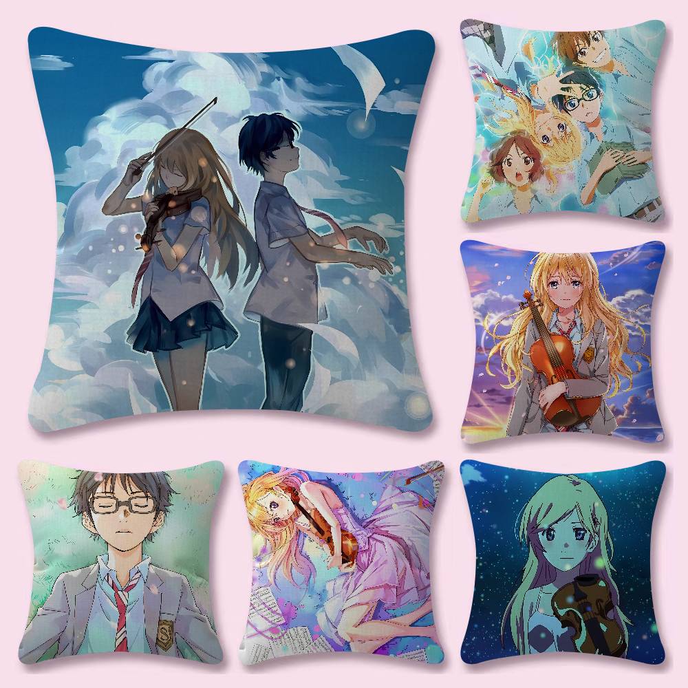 Your Home Textiles - アニメ「四月は君の嘘」ミニ45*45cmクッションカバー枕カバー装飾枕カバーホーム枕カバーソファ用枕カバー