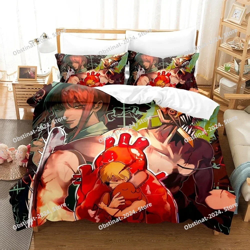 チェンソーマン寝具セット布団カバーフルクイーンキングサイズ枕 - Home Textiles Bedding のレビューと価格