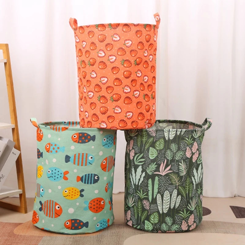 コットンリネンプリントランドリーバスケットポータブル折りたた - Linum Home Textiles のレビューと価格