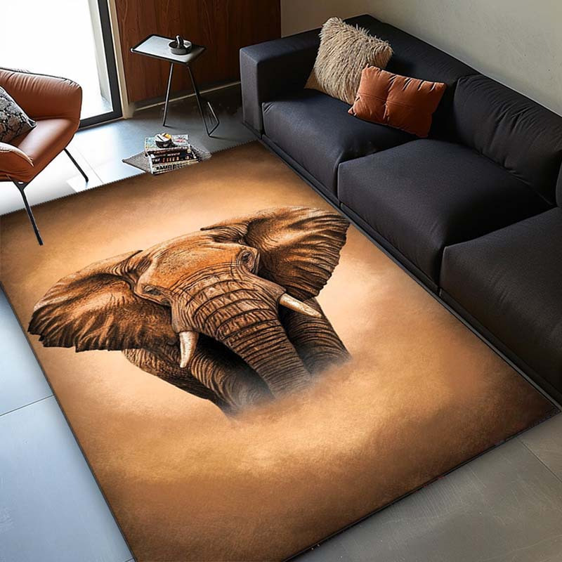 サファリ愛好家のための象の肖像画ラグ リビングルームにエキゾ - Your Home Textiles のレビューと価格