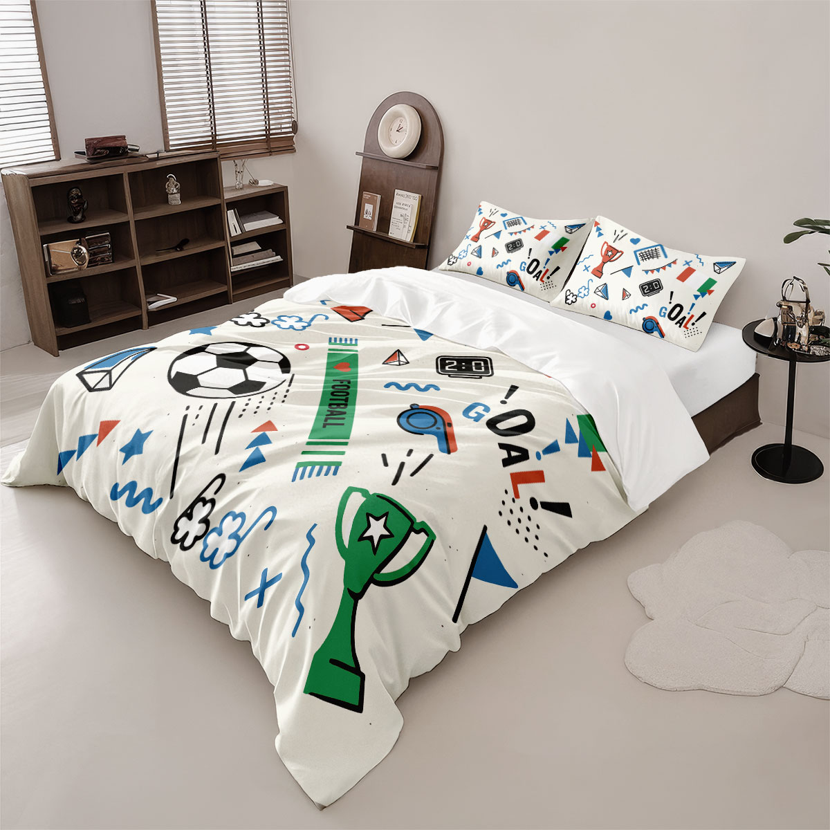 3ピースサッカーグラフィティプリントスタイルコアレス羽毛布団 - Home Textiles Bedding のレビューと価格