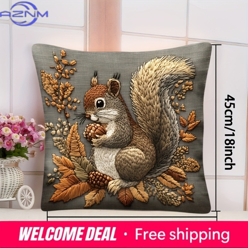 リス柄枕カバー：あなたの家のための自然の芸術作品、ソファクッ - Your Home Textiles のレビューと価格