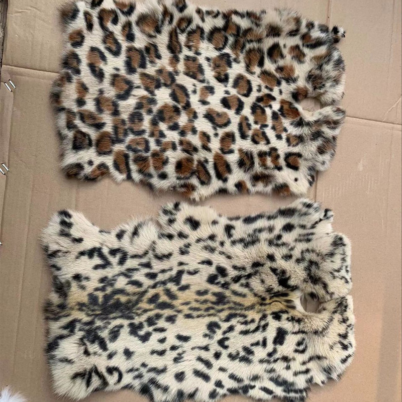 1pc自然本物のウサギの毛皮ヒョウ柄販売全体ピースふわふわウ - Home Textiles Sale のレビューと価格