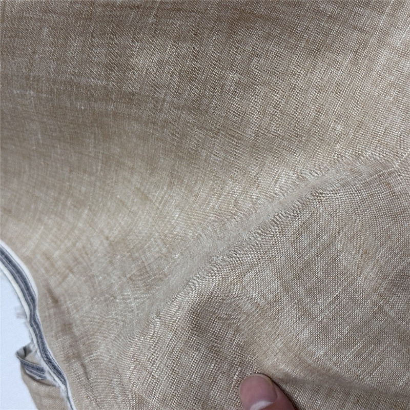 ライトブラウンの純粋なリネン生地中国風抗菌天然ローブアパレル - Linum Home Textiles のレビューと価格