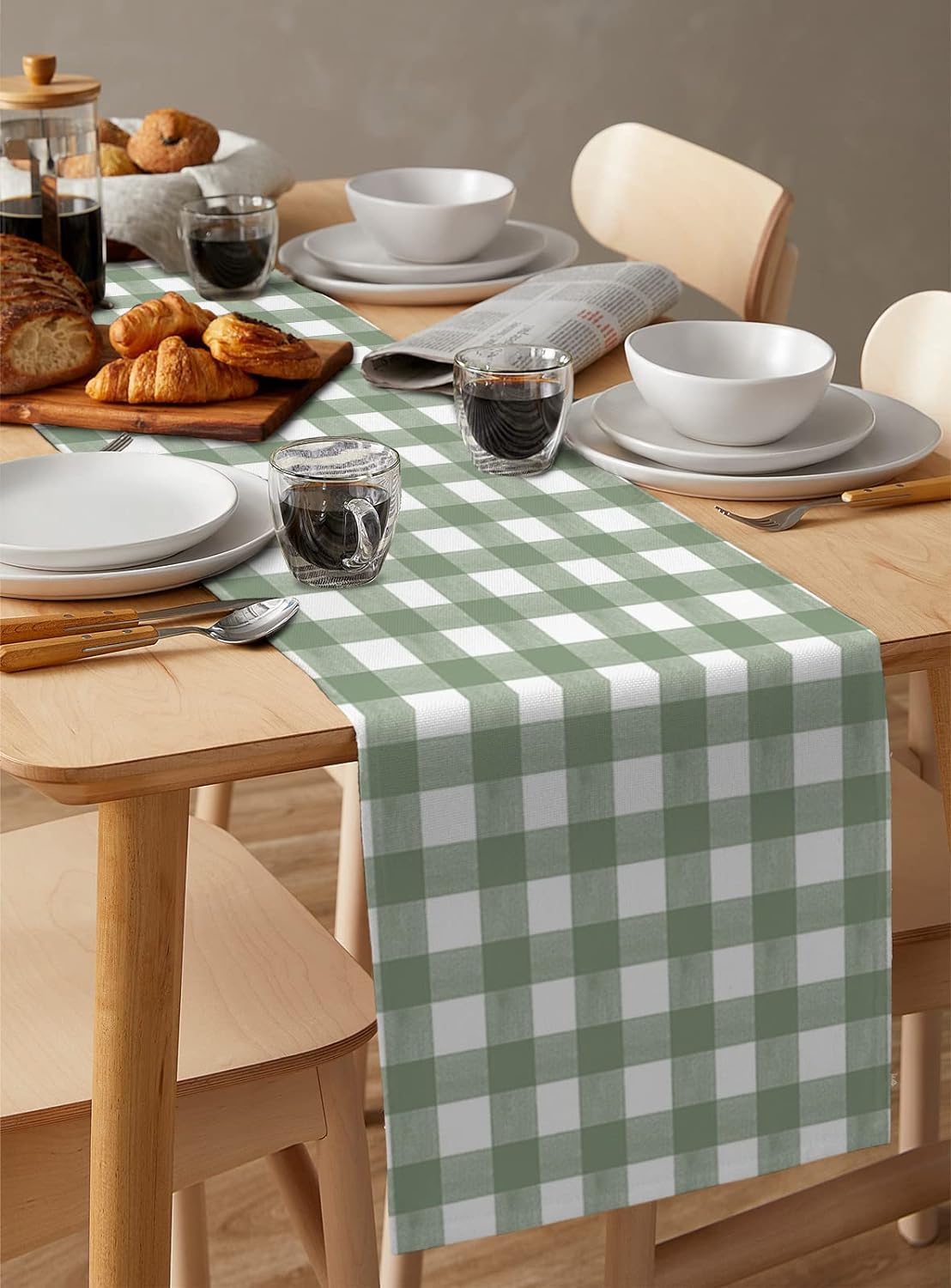 緑のバッファローパターンのリネンランナードレス,アームチェア - Linum Home Textiles のレビューと価格