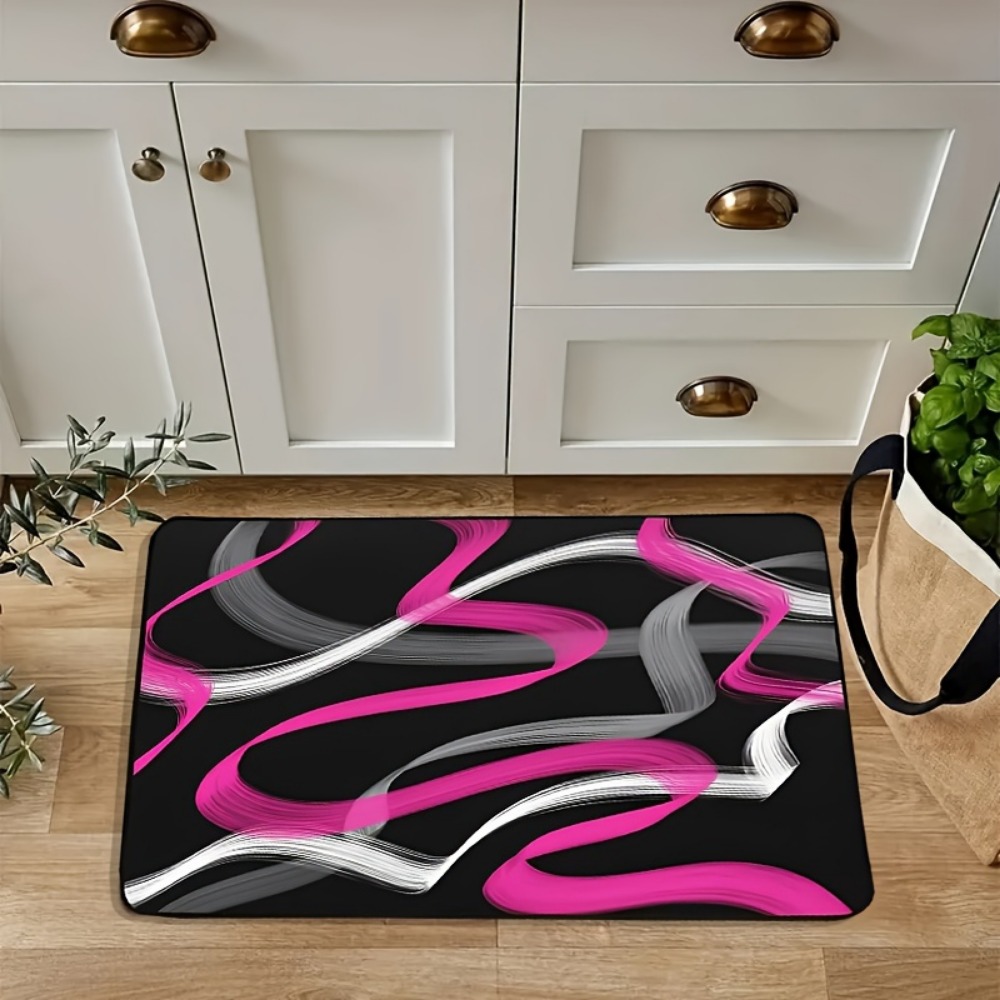 ホットピンクとグレーブラックの幾何学模様ストライプエリアラグ - Hot Home Of Textiles のレビューと価格