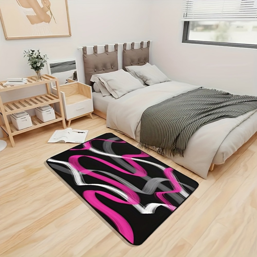 ホットピンクとグレーブラックの幾何学模様ストライプエリアラグ - Hot Home Of Textiles のレビューと価格