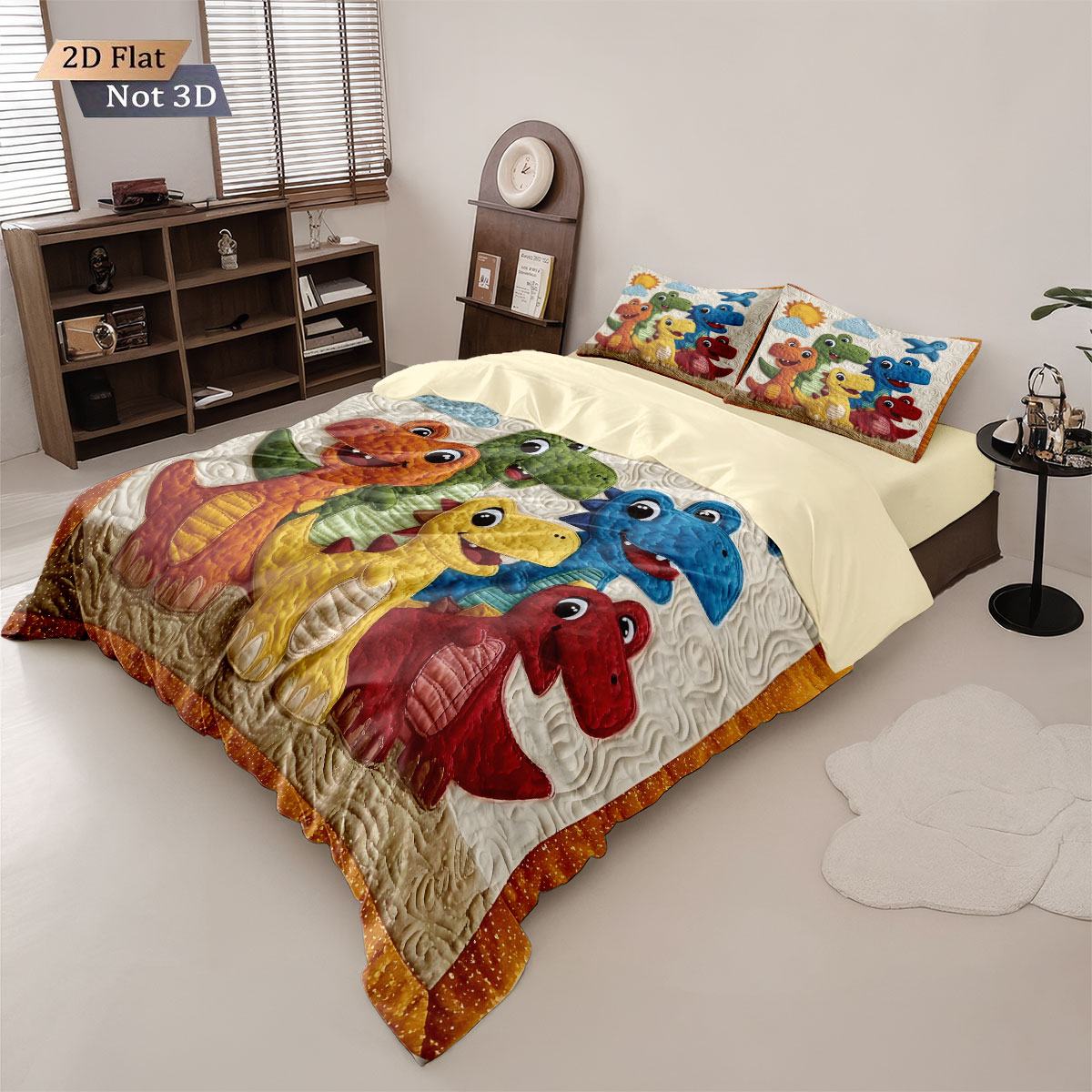 3点セット 漫画風恐竜柄 動物柄 コアレスダウン掛け布団セッ - Home Textiles Bedding のレビューと価格