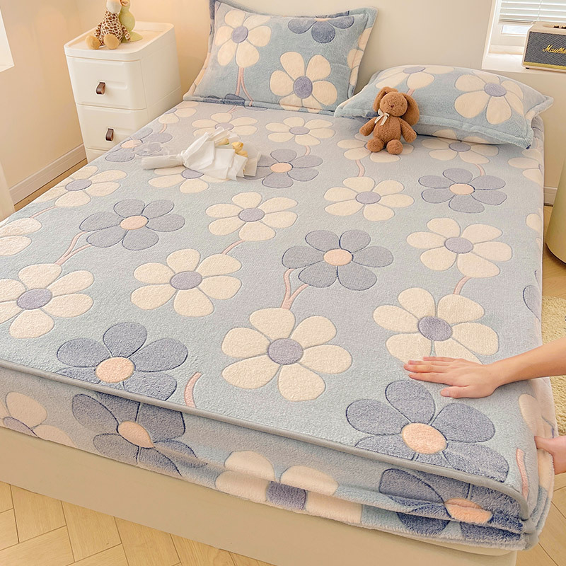秋冬用プラッシュフィットシーツセット、滑り止めミルクベルベッ - Home Textiles Bedding のレビューと価格
