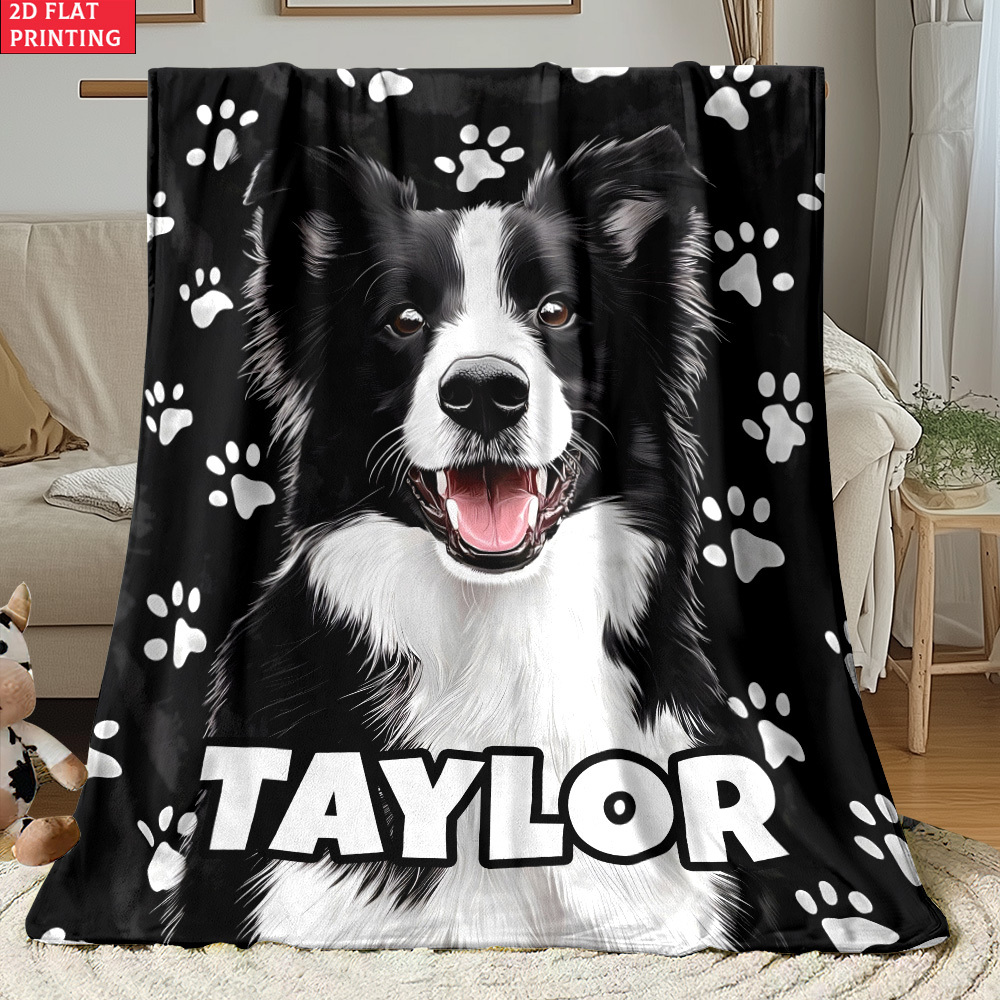 1ピースボーダーコリー柄、爪模様入り、名前をカスタマイズでき - Home Textiles And Furnishing のレビューと価格