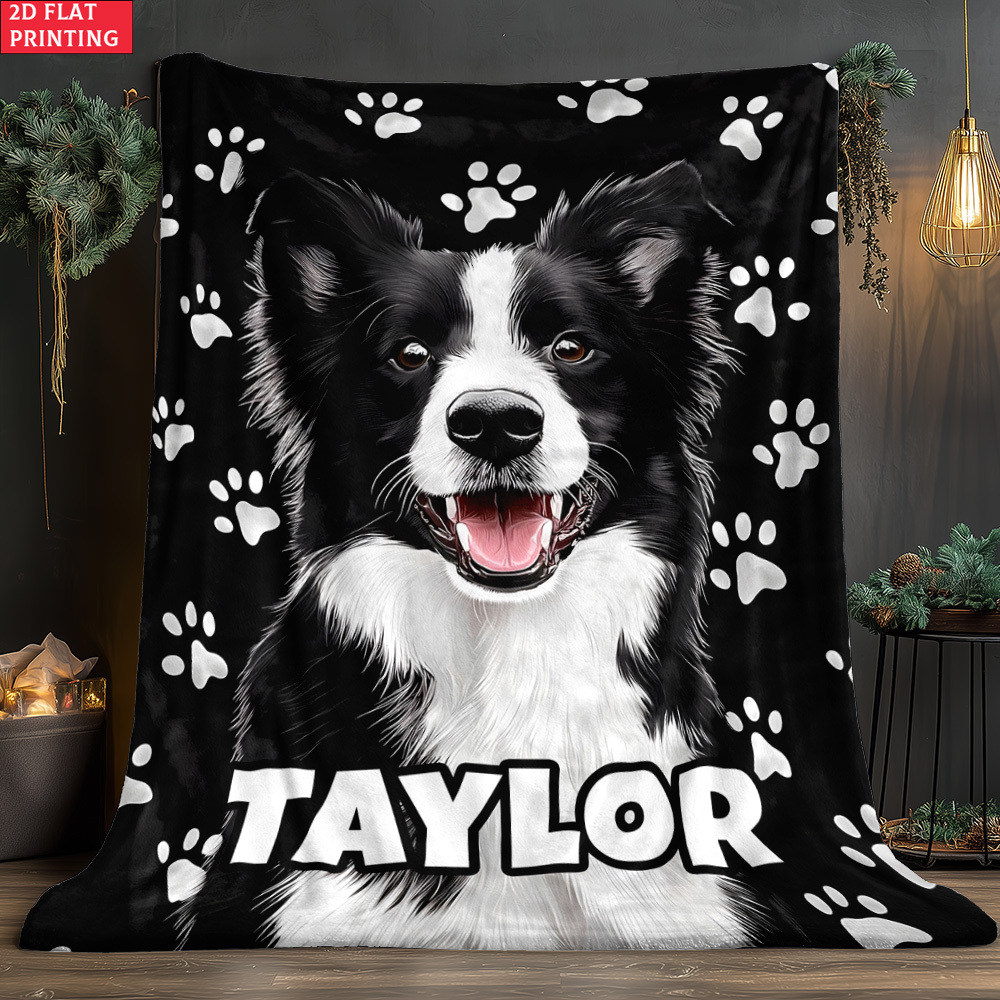 1ピースボーダーコリー柄、爪模様入り、名前をカスタマイズでき - Home Textiles And Furnishing のレビューと価格