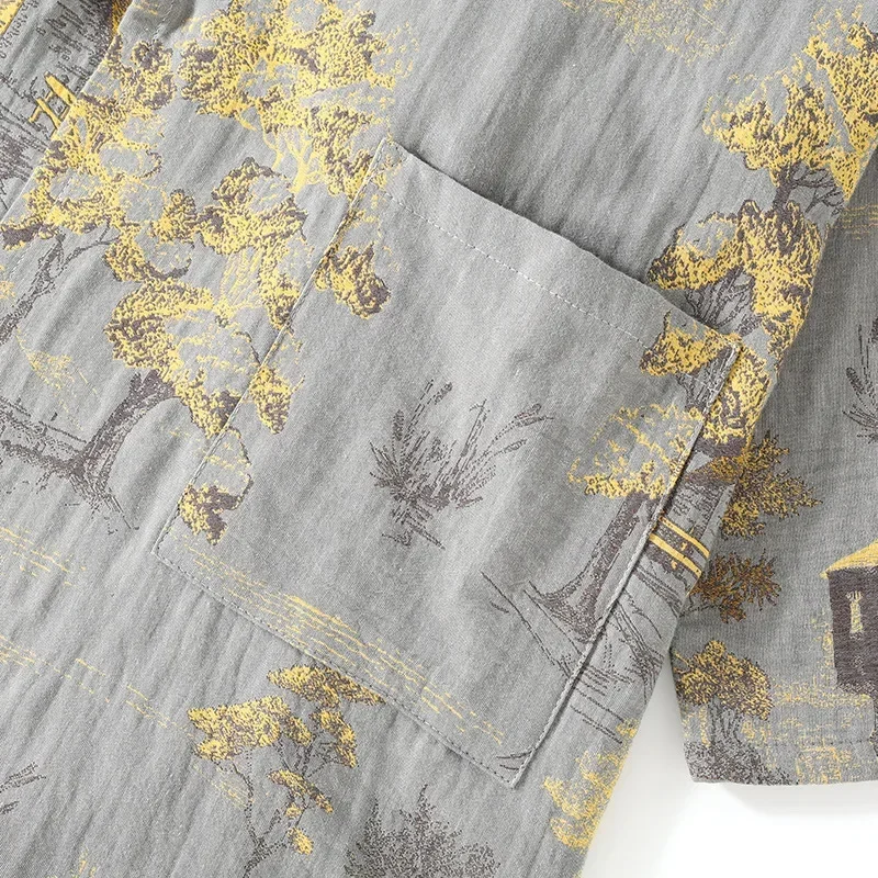 メンズ春と秋の着物ローブと長ズボンパジャマセットホーム服綿ル - Linum Home Textiles のレビューと価格