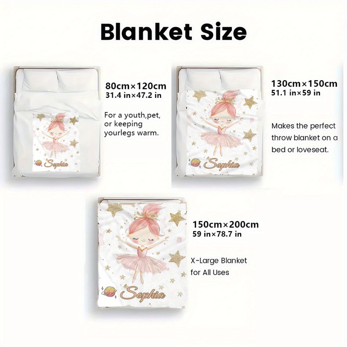 カスタマイズされた名前入りバレエガールブランケット - 軽量 - Home Textiles And Furnishing のレビューと価格