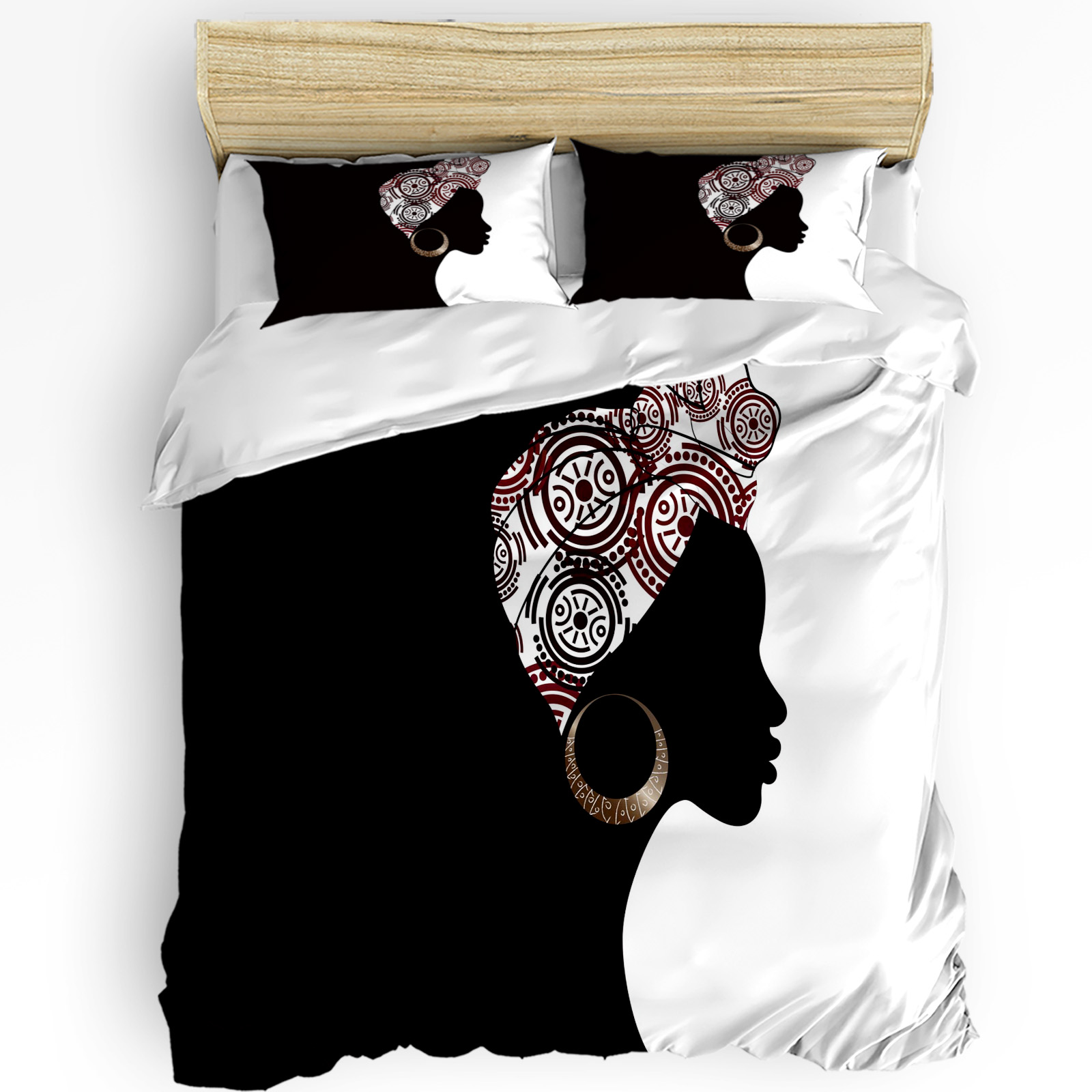 黒人女性黒白寝具セット3点 男の子女の子布団カバー枕カバー子 - Home Textiles Bedding のレビューと価格