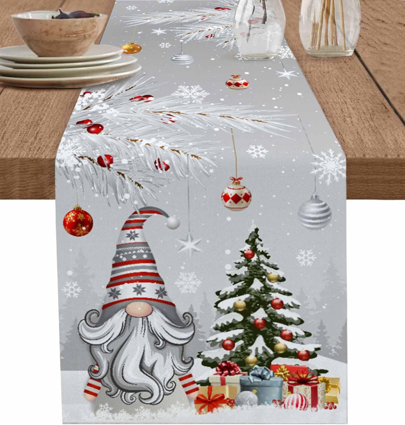 クリスマスグレー家庭用テーブルランナードレス、スノーフレーク - Linum Home Textiles のレビューと価格